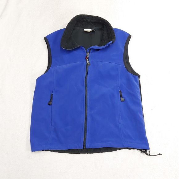 Vintage LL Bean Women's Blue Fleece Polartec Full-Zip Vest Size Large USA Made - Picture 1 of 7